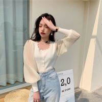 French Sweet Top Summer 2023 New Retro Style Long-Sleeved Knitted Womens Design Sun Protection Shirt