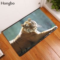 Hongbo Floor Mat Hallway Doormat Flannel Welcome Entrance Door Mat Anti-slip Water Absorption Carpet Tiger Animals Print