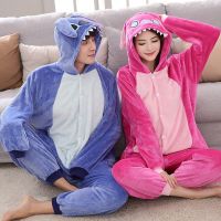 New Sleepwear Cute Stitch Panda Animal Cartoon Flannel Pajamas for Women Long Sleeve Loungewear Fashion Home Clothing Homewear