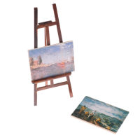 1 Set Artist Easel Stand &amp; 2 Wood Paintings Pictures Mini Artist Easel Wood Wedding Table Card Stand Display Holder Decoration