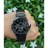 นาฬืกา Casio รุ่น MTP-V300B-1A นาฬิกาผู้ชาย สายสแตนเลสรมดำ รุ่นใหม่ล่าสุด ของแท้ 100% รับประกันสินค้า1ปีเต็ม