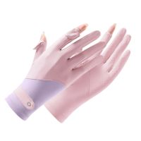 hotx【DT】 Gloves Cycling Anti UV Silk Touchscreen Driving Non-slip  Riding Fishing