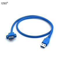 Bochara 40cm USB 3.0 Extension Cable Male to Female M/F Foil Braided Shielded With Screw Panel Mount