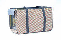 Pet Carrier Bag กระเป๋าใส่สัตว์เลี้ยง ลายCheckered สีน้ำตาล 50x19x30cm PB-5019-1