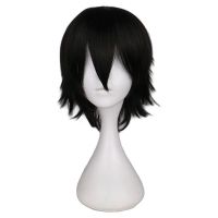 QQXCAIW Short Straight Cosplay Wig Men Male Black High 100  Temperature Fiber Synthetic Hair Wigs