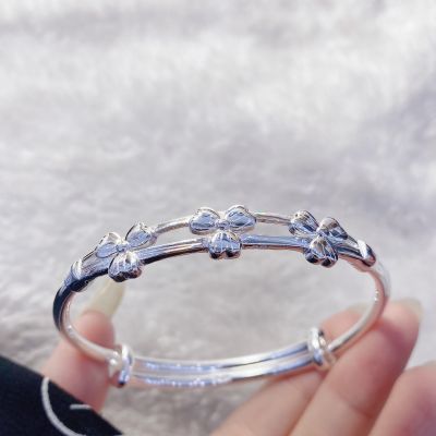 [COD] 0066 pure silver 9999 push-pull illusion clover bracelet solid female ins niche design weighs about 21g