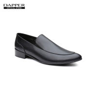 DAPPER Tech-Leather Plain-Toe Loafers in Black