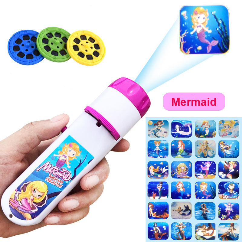 Projection Flashlight Toy Night-Photo-Picture Learning Cartoon Cute Bedtime Kids 