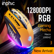 INPHIC W6 RGB Wired Gaming Mouse Mecha Style 12800DPI Optical Gamer Mouse