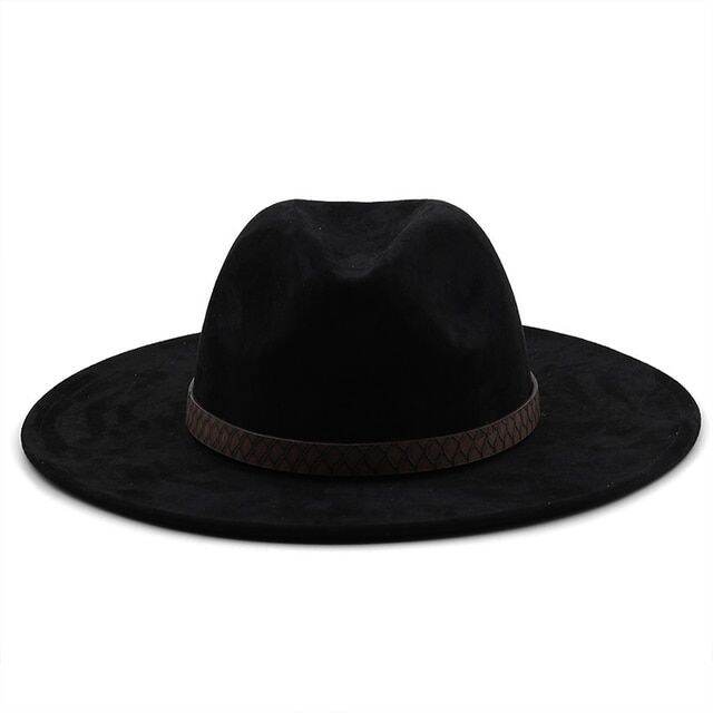 สีทึบหนังนิ่ม-fedoras-ปานามาหมวกรู้สึกหมวกสําหรับชายแจ๊สหมวกคาวบอยสําหรับผู้หญิงและผู้ชายฤดูหนาวหมวกปีกกว้างหมวก