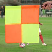 2PCS ผู้ตัดสิน Linesman ธงพร้อมกระเป๋าเก็บสำหรับการแข่งขันกีฬาฟุตบอลฟุตบอลฮอกกี้การฝึกอบรม