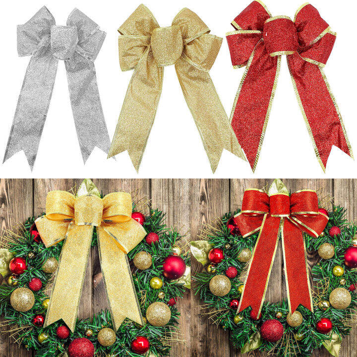 NUVOX Glitter Christmas Tree Bow Ribbon Bows Christmas Tree Hanging
