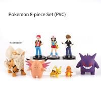 8Pcs/Set Pokemon Ash Ketchum Kawaii Pikachu Toy Model Anime Figure SW Scale World Pokémon Doll Collection Toy Kids Birthday Gift