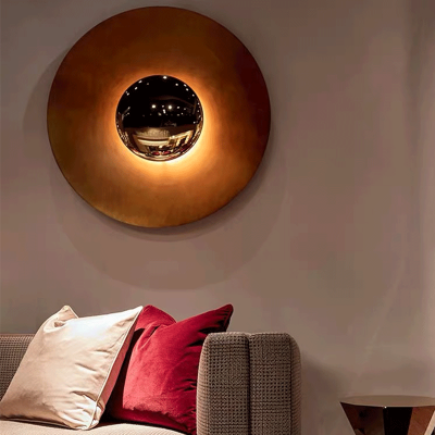 Indoor Modern Minimalist Designer LED Lamp Porch Bedroom Bedside Lighting Decoration Round Background Creative UFO Wall Sconces