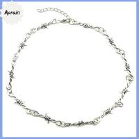 APRAIN ใหม่ สไตล์กอธิค ฮิปฮอป เหล็กลวดขนาดเล็ก สร้อยคอ Choker โซ่หนามเล็ก สร้อยข้อมือลวดหนาม สร้อยคอ Choker Unisex