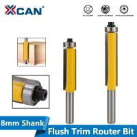 XCAN 1pc 8mm 1/2 (12.7mm) Shank Bearing Guide Template Router Bit Carbide Pattern Router Bit Wood Flush Trimming Milling Cutter