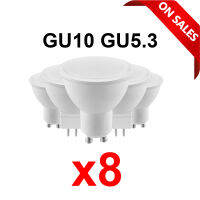 8ชิ้น220โวลต์หลอดไฟ LED Gu10 GU5.3 MR16 3วัตต์-8วัตต์สปอตไลอบอุ่นเย็นแสง220โวลต์แสงในร่มตกแต่งบ้านห้องนั่งเล่นหลอดไฟ