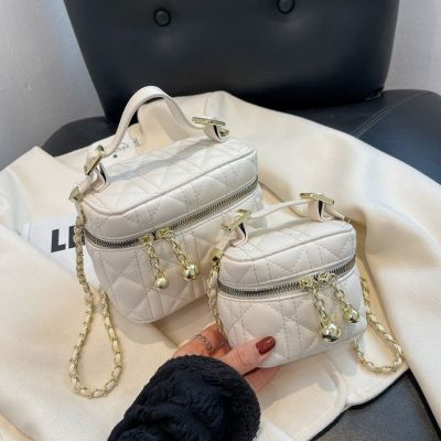 [COD] Small square bag high-end sense fragrance embroidery box oblique cross-handle rhombic chain cosmetic womens bag