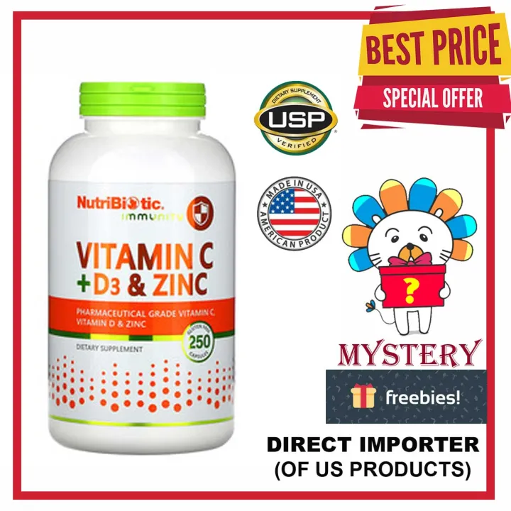 NutriBiotic, Immunity, Vitamin C + D3 & Zinc, 250 Capsules Lazada PH
