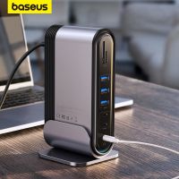 Baseus USB C HUB Type C ไปยัง Multi HDMI-USB ที่เข้ากันได้ USB 3.0กับอะแดปเตอร์แท่นวางมือถือสำหรับ MacBook Pro RJ45ยูเอสบีฮับหัว USB FONA