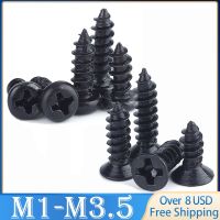 50-200pcs M1 M1.2 M1.4 M1.7 M2 M2.6 M3 M3.5 Black Steel Phillips Flat Countersunk Cross Round Pan Head Self-tapping Wood Screw Nails Screws  Fasteners