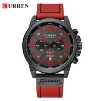 Reloj Hombre Casual Quartz Watches For Men CURREN Fashion Red Leather Sports Men Wristwatch Chronograph Male Watch Drop Shipping