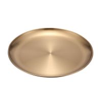 【YF】 Metal Storage Tray Round Snack Fruit Cosmetics Jewelry Organizer Dinner Plates Gold Dining Plate