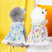 Dog Dress Polyester Cotton Floral Print Sleeveless Two-legged Cat Princess Skirt Washable Wear-resistant Soft Puppy Vest Dress Dresses