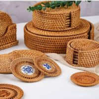 【CW】 Rattan Woven Coaster Set Accessories Insulation Bowl Table