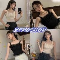 Zero shop?พร้อมส่ง? (Zero-19142) เสื้อกล้ามสม๊อคด้านหลัง มีฟองน้ำ ยืดเล็กน้อย -C