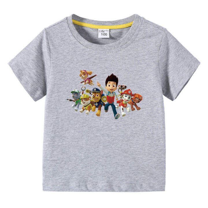 paw-patrol-เสื้อยืดเสื้อแขนสั้นสำหรับเด็กหญิงลายการ์ตูนสำหรับเด็กผู้ชาย-เสื้อคอตตอนพิมพ์ลายการ์ตูนสำหรับเด็กเล็ก0000ฤดูร้อนแขนสั้น