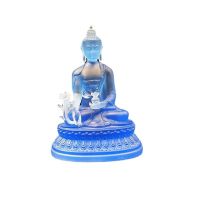 Blue Buddha statue home monastery offering water glazed Guanyin Buddha statue resin crafts ornaments