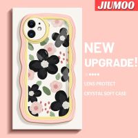 เคส JIUMOO สำหรับ iPhone 11 Pro 11 Pro Max เคสแฟชั่นสวยงามดีไซน์ใหม่ดอกไม้สร้างสรรค์เคสโปร่งใสลายกล้องถ่ายรูปซิลิกาเจลฝาครอบป้องกัน Colour Wave Border เคสมือถือกันกระแทกแบบใสนิ่ม