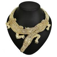 Rhinestones Crystal Crocodiles Necklaces Statement Big Choker Alloy Bib Collar Maxi Vintage Party Jewelry Bijoux Femme UKMOC