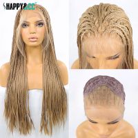 【jw】☁  30Inch Front Braided Wigs with Baby Hair for Synthetic Crochet Twist Knotless Colored Wig