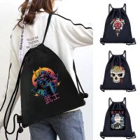 Women Canvas Backpack Drawstring Gym Bags,Swimming Sports Bags Japan Cartoon Print Shoulder Shopper Cloth Bag Tote Shopper Bags