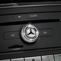 For Mercedes Benz Car Essory Bling Crystal Interior Multimedia Volume Audio Knobs A B C E CLA GLA ML GL GLS Class Silver