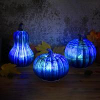 Glass Light Jack O Lantern Pumpkin Decoration with Light Battery Operated Halloween Glass Pumpkin with LED Light for Table Top Window Porch Bedroom pretty well