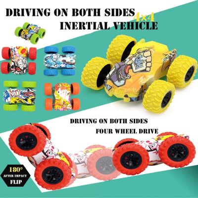 Friction Car Double Sided Graffiti Stunt 4wd Off-road Model Vehicle Childrens Toy Diecast Pull Back Racing Car