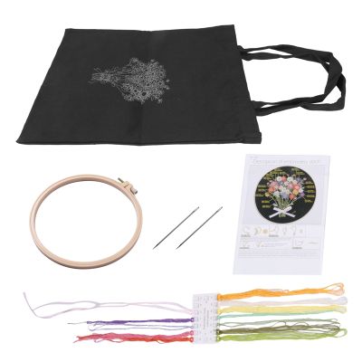 Embroidery Starter Kit for Beginners with 1 Canvas Tote Bag 1 Embroidery Hoop Thread and Needle