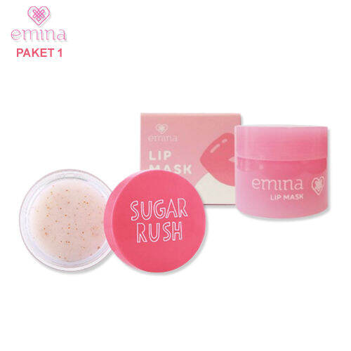 PAKET 2 Emina Lip Scrub + Lip Mask Lazada Indonesia