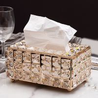 Napkin Dispenser Square Crystal Cube European-Style Tissue Box Bedroom Office Hotel Cafe Coffee Bar Napkin Box