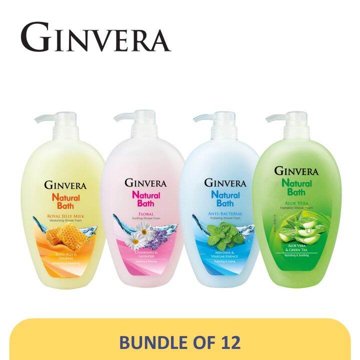 [Bundle of 12] GINVERA Natural Bath Shower Foam 950g [Body Wash