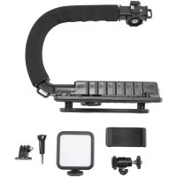 U-Type DV Portable C-Type Rack + LED Fill Light Kit with Cold Shoe Tripod Head for All SLR Cameras &amp; DV