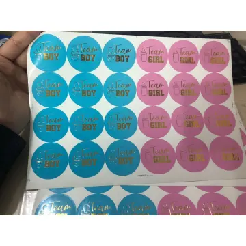 Shop for Baby Shower Gender Reveal Stickers 24pcs Team Boy Girl Stickers  online