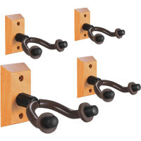 4Pcs Guitar Wall Mount Hanger Hardwood Guitar Hanger Wall Hook Holder Stand Display Fits All Size Guitars Bass Ukulele