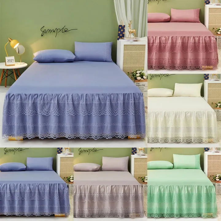 Bed Skirt Lace Bedspread Pillowcases, Bedskirts For King Size Beds