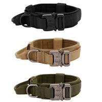 Adjustable Tactical Dog Collar Military Heavy Duty Metal Buckle Nylon With Control Handle For Outdoor Dog Hunting Training