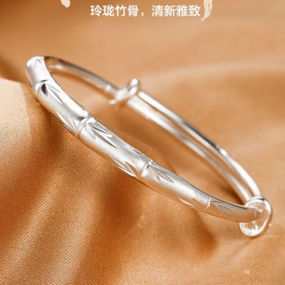 [COD] No. 5422 fine silver bracelet womens ancient method push-pull bamboo solid fashion