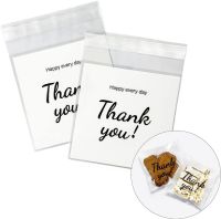 【hot】♠  100/50pcs Thank you Plastic Transparent Pouches for Jewelry Cookie Adhesive Storage